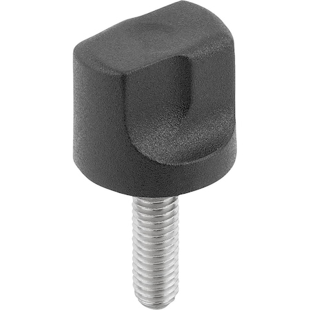 Grip Screw Size:2 D=M06X20 D1=20 H=18,5, Form:L Thermoplastic, Black Ral7021, Comp:Stainless Steel,
